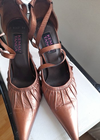 38 Beden Parlak Bakır Deri Stiletto Topuklu Kadın Ayakkabı