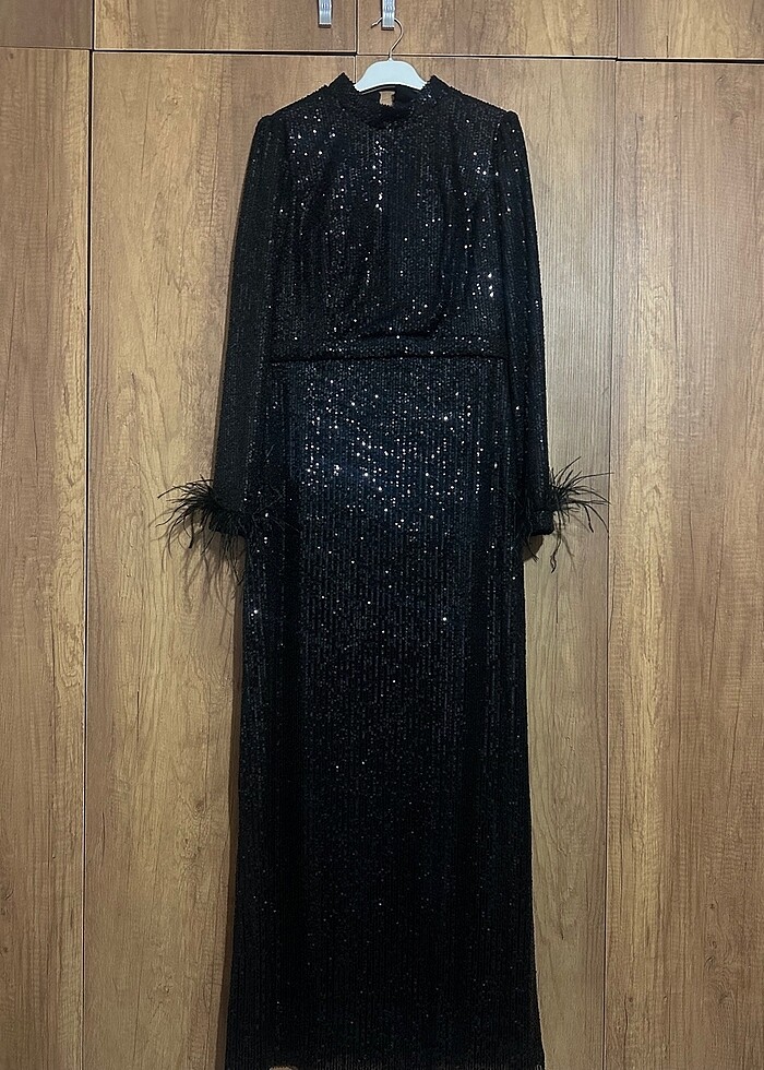 Tesettür pul payet abiye elbise - Görsel 2