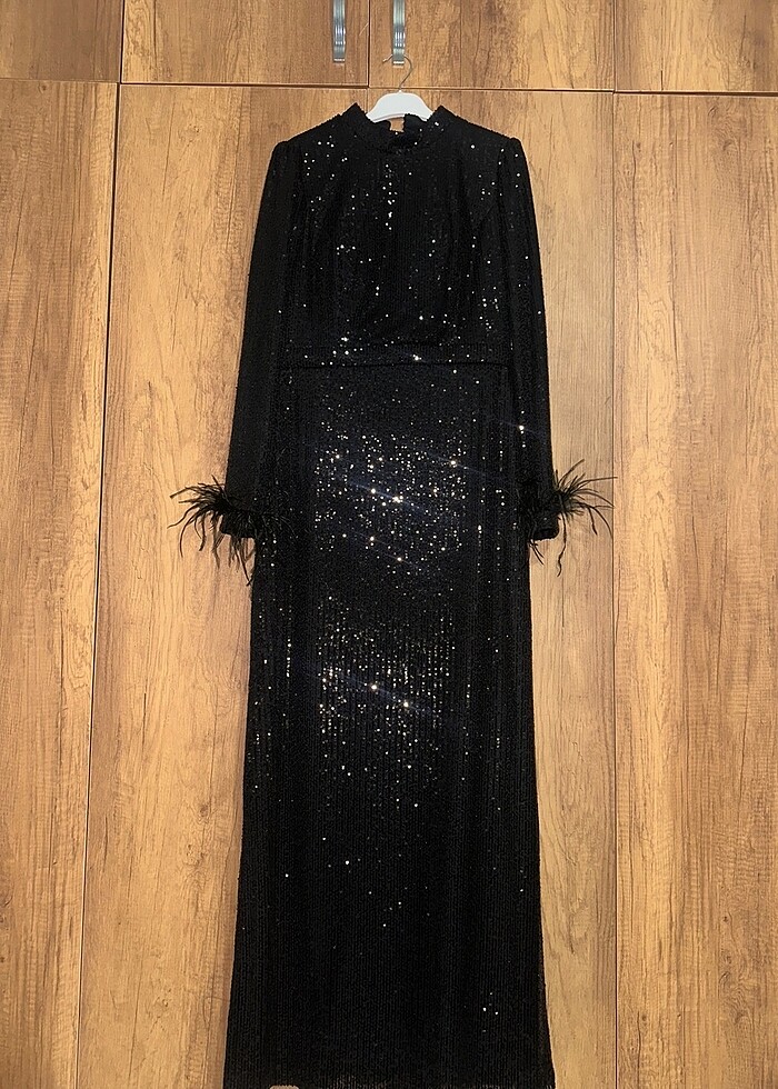 Tesettür pul payet abiye elbise - Görsel 3