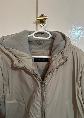 Kapüşonlu Bej Midi Kadın kaban - Görsel 2