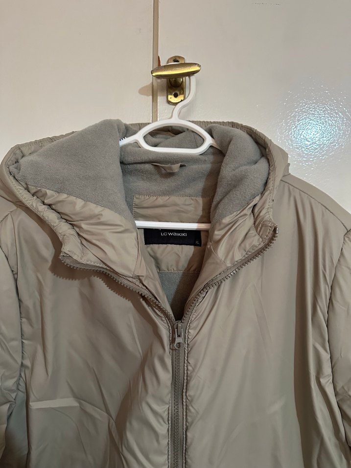 Kapüşonlu Bej Midi Kadın kaban - Görsel 2