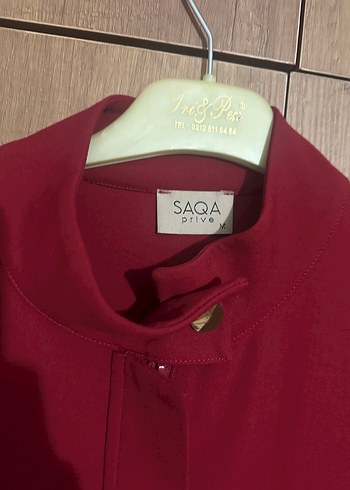 Bordo Düğmeli Hamile Midi Ceket - Görsel 2