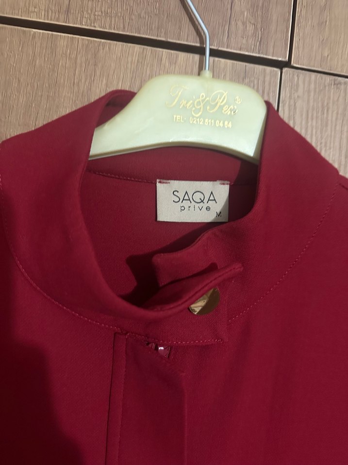 Bordo Düğmeli Hamile Midi Ceket - Görsel 2