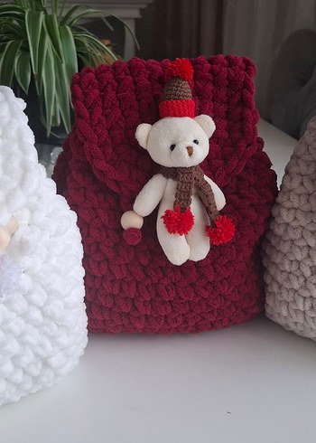 kadife çocuk örgü çanta - Görsel 2