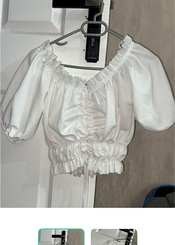 Atmosphere Romantik Beyaz Saten Crop Bluz