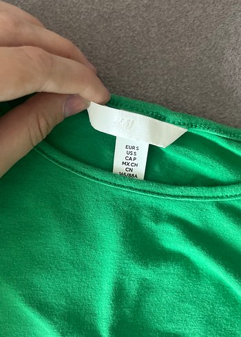 H&M Canli Yesil Basic Tisort