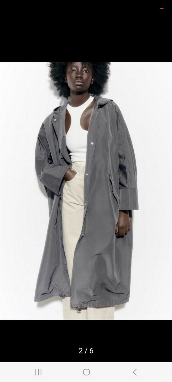 Gri Uzun Kadın Trençkot, Salaş ve Dökümlü - Görsel 2
