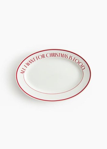 Kırmızı Yazılı Desenli Porselen Tabak - Görsel 2