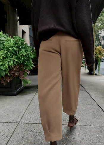 Kahverengi Kemerli Rahat Kadın Kumaş Pantolon - Görsel 3