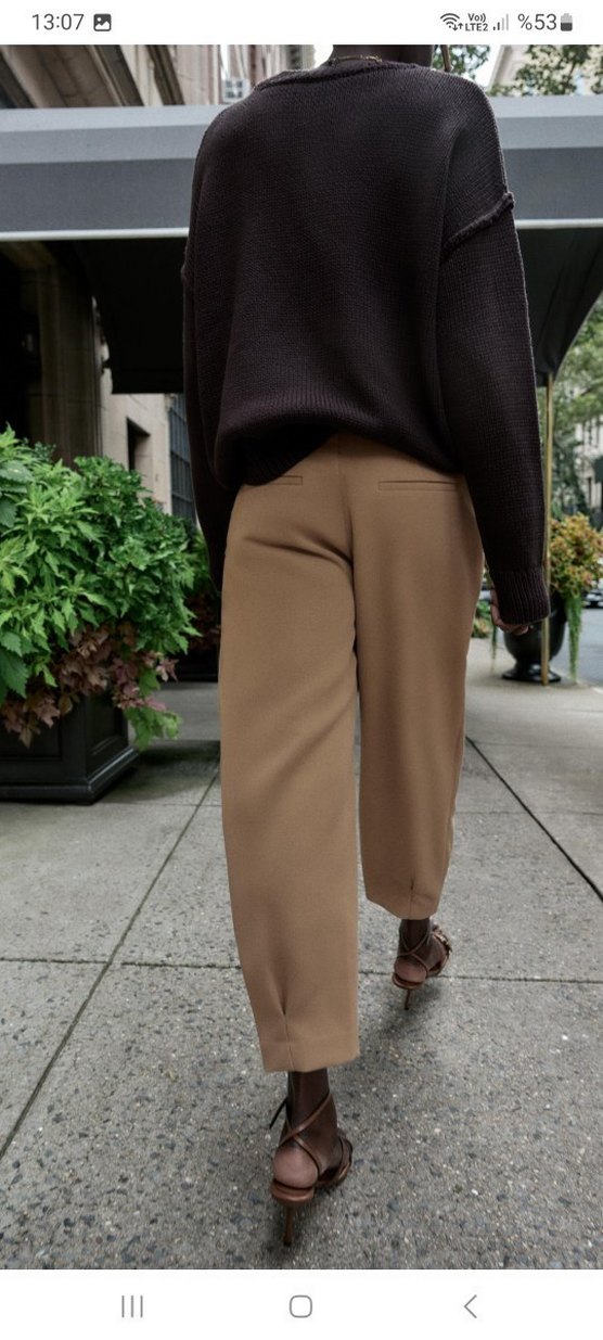Kahverengi Kemerli Rahat Kadın Kumaş Pantolon - Görsel 3