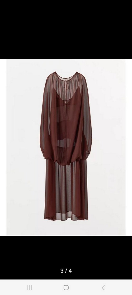 Uzun Kollu Kahverengi Salaş Kadın Elbise - Görsel 2