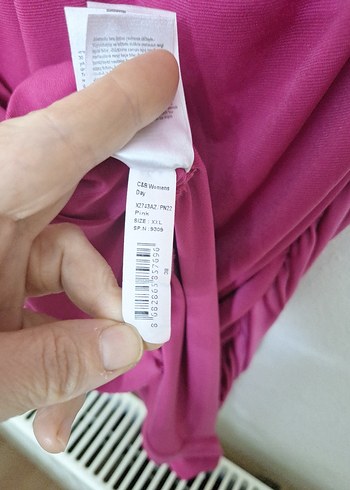 V Yaka Pembe Elbise - Görsel 6