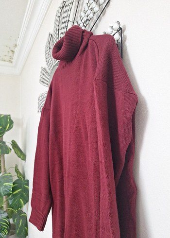 Bordo Uzun Balıkçı Yaka Triko tunuik - Görsel 7