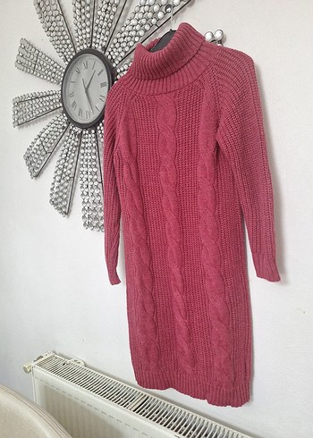 Bordo Bohem Boğazlı Uzun Triko Kadın elbise - Görsel 5