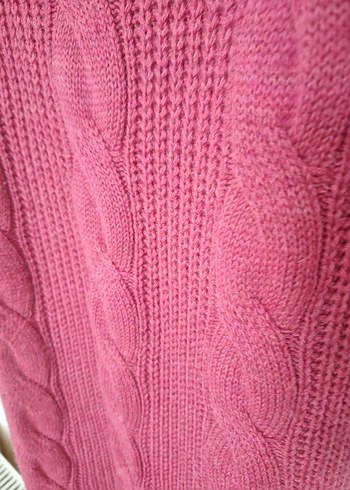 Bordo Bohem Boğazlı Uzun Triko Kadın elbise - Görsel 3