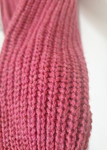 Bordo Bohem Boğazlı Uzun Triko Kadın elbise - Görsel 4