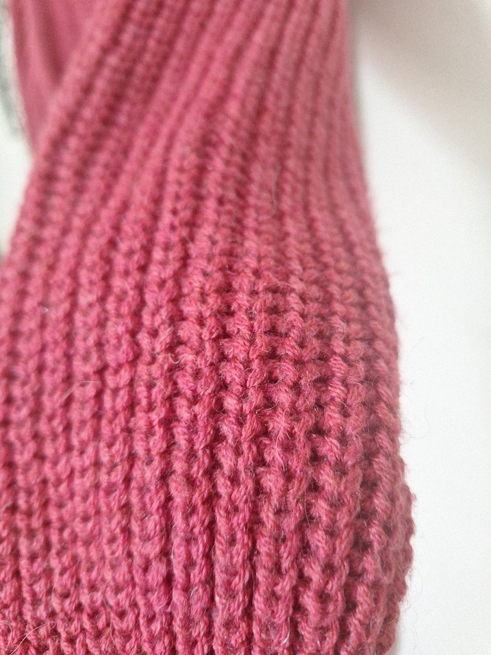 Bordo Bohem Boğazlı Uzun Triko Kadın elbise - Görsel 4