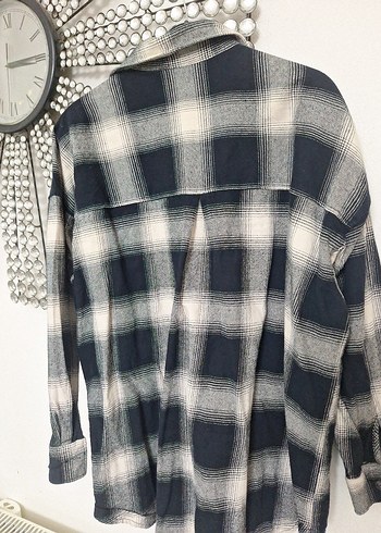 Gri Kareli Düğmeli Kadın Gömlek - Görsel 7