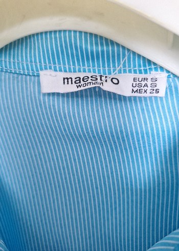 Mavi Parlak Düğmeli Uzun Kollu Kadın Gömlek - Görsel 5