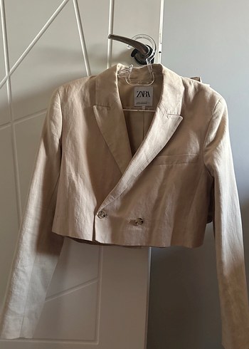 Zara Bej Zara Crop Blazer Ceket
