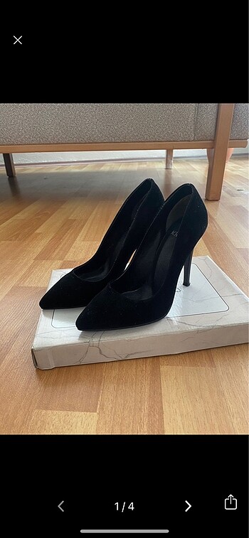 Siyah süet stiletto