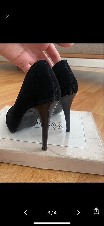 35,5 Beden Siyah süet stiletto