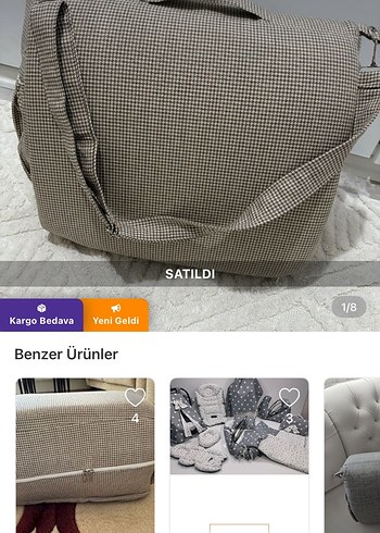 Bej Gri Desensiz Bebek Çantası