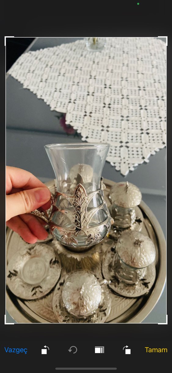 Gümüş İşlemeli 6'lı Çay seti ( tepsi ve şekerlik dahil) - Görsel 2