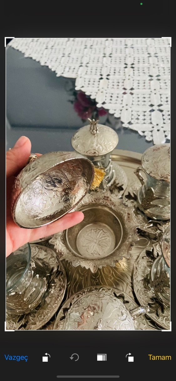 Gümüş İşlemeli 6'lı Çay seti ( tepsi ve şekerlik dahil) - Görsel 3