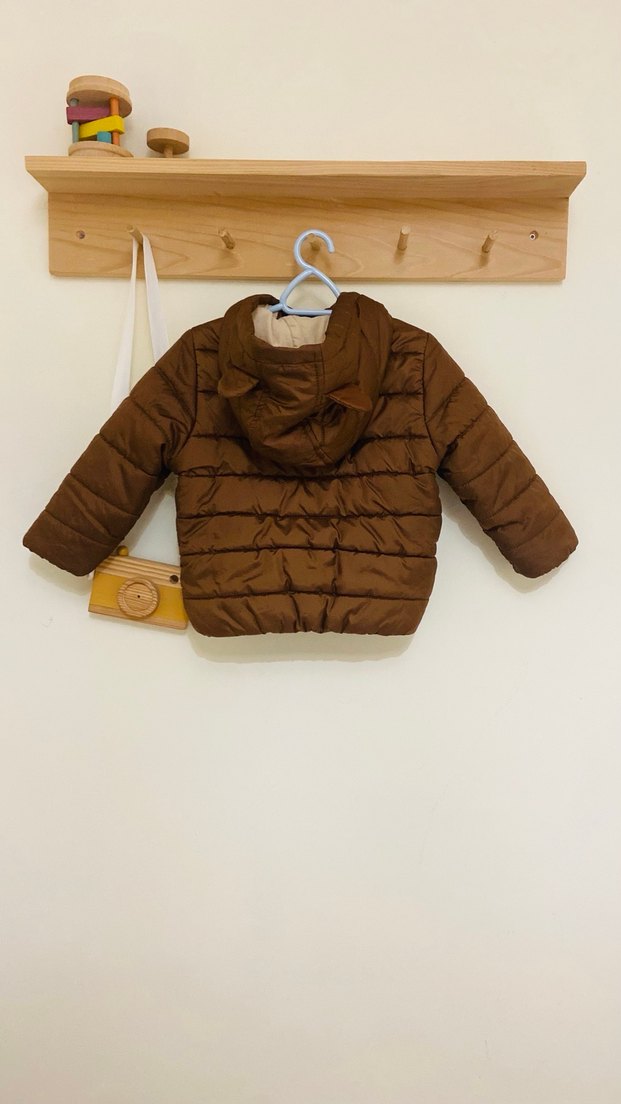 Kapüşonlu Kahverengi Erkek Çocuk Mont - Görsel 2