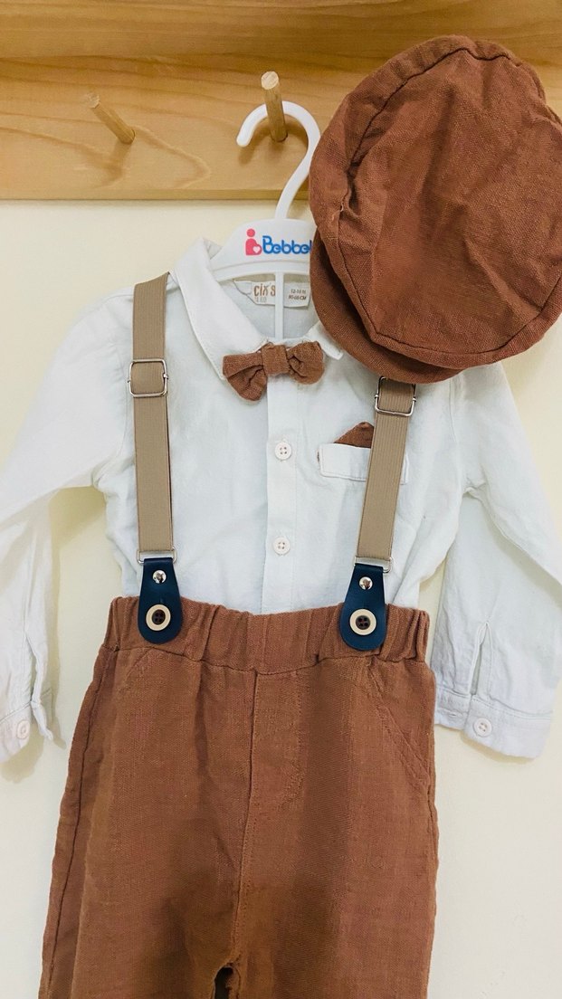 Pamuklu Kahverengi Erkek Bebek Takım (9-12 ay) - Görsel 2