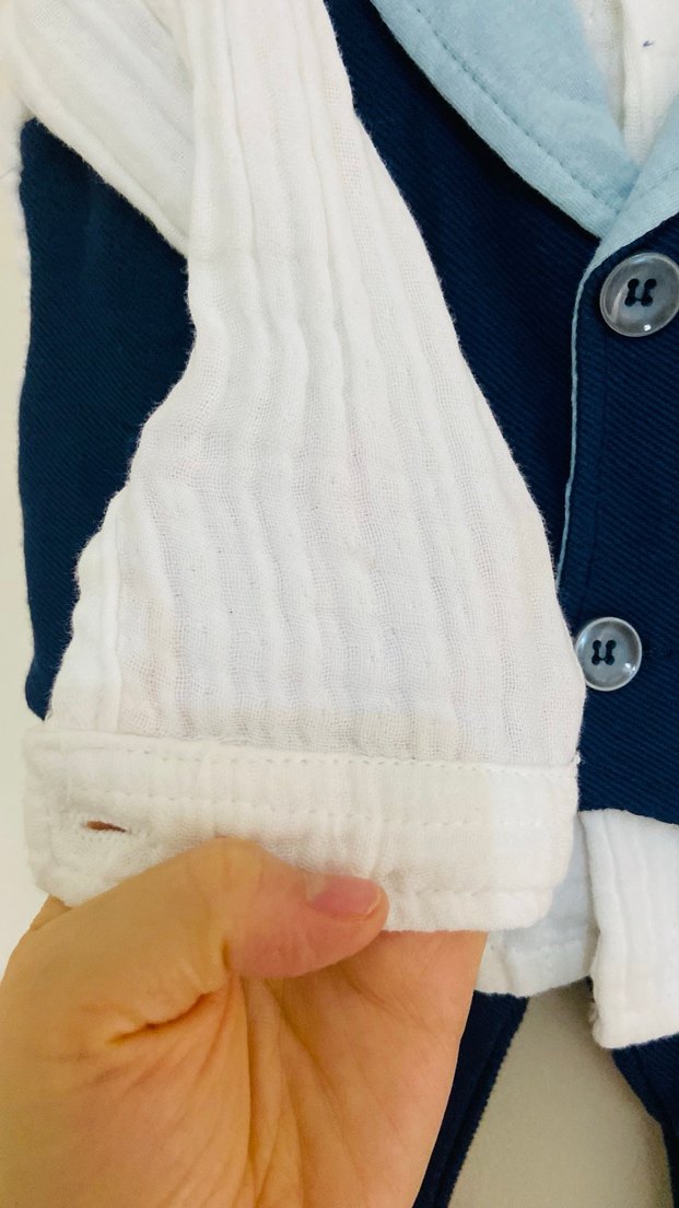 Düğmeli Erkek Bebek Mavi Yelekli Takım (12-18ay) - Görsel 3