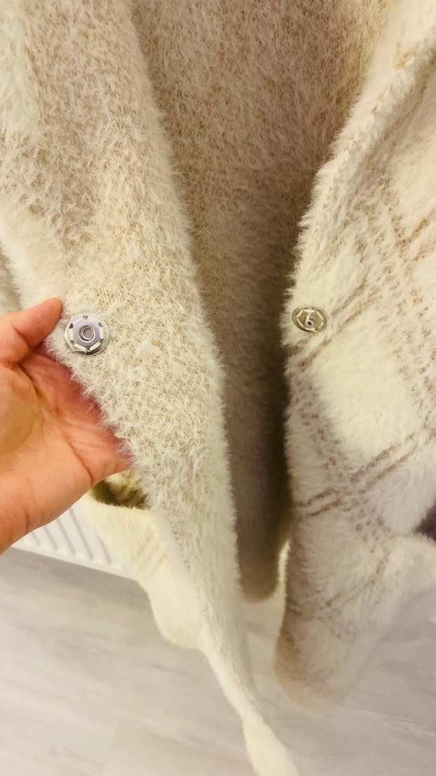 Bej Bohem Midi Örgü Hırka - Görsel 3