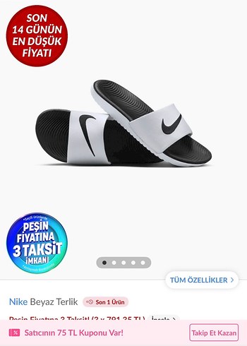 Nike Beyaz Siyah Terlik