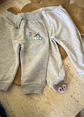 HelloBaby Sevimli Ayicik Detayli Gri Melanj Bebek Pantolonu