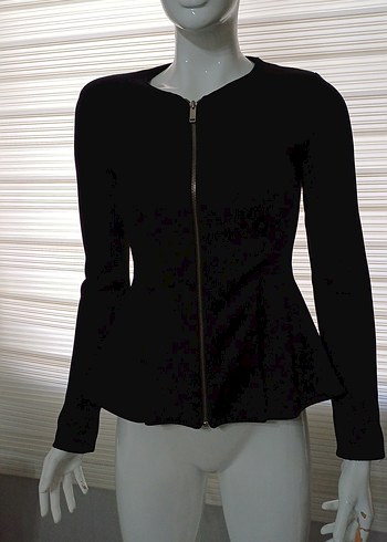 Dilvin Siyah Fermuarli Peplum Ceket