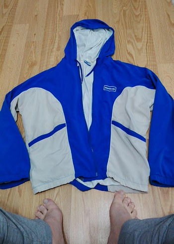 Reebok Mavi Beyaz Kapusonlu Spor Ceket