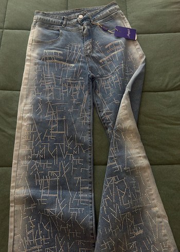 Diğer Modern Desenli Acik Mavi Denim Jean