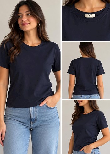 Cos Lacivert Basic Tisort