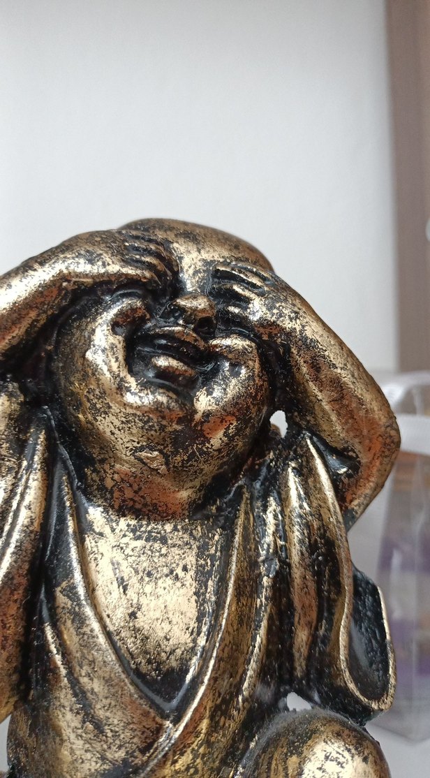 Parlak Altın Renkli Üçlü Budist Heykeli Seti - Görsel 4