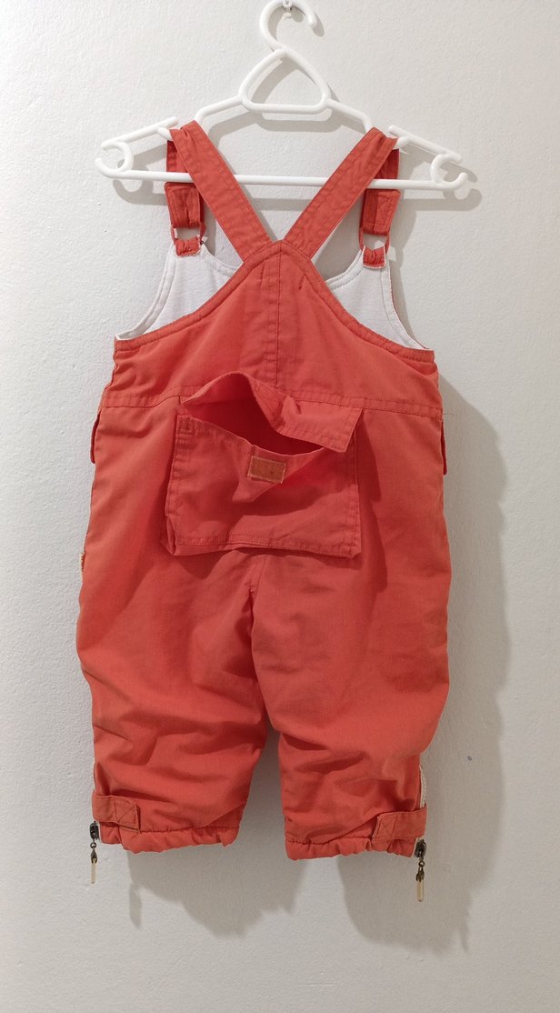 Unisex Çocuk Fermuarlı Askılı Pantolon - Görsel 4