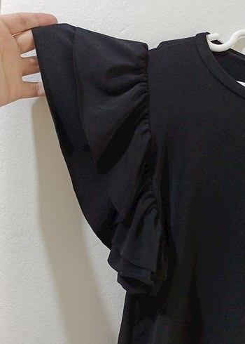 Kısa Kollu Siyah Kadın Bluz - Görsel 3