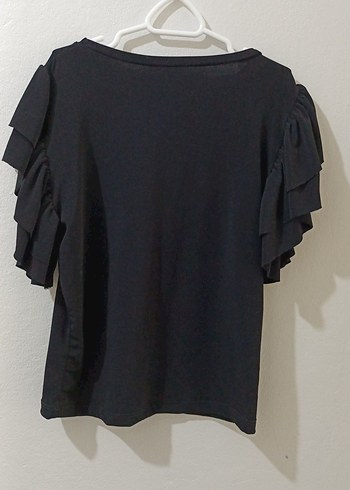 Kısa Kollu Siyah Kadın Bluz - Görsel 4