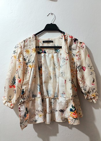 Çiçek Desenli V Yaka Mini Bohem Bluz - Görsel 3