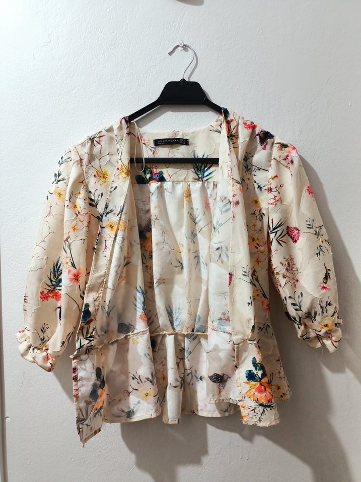 Çiçek Desenli V Yaka Mini Bohem Bluz - Görsel 3