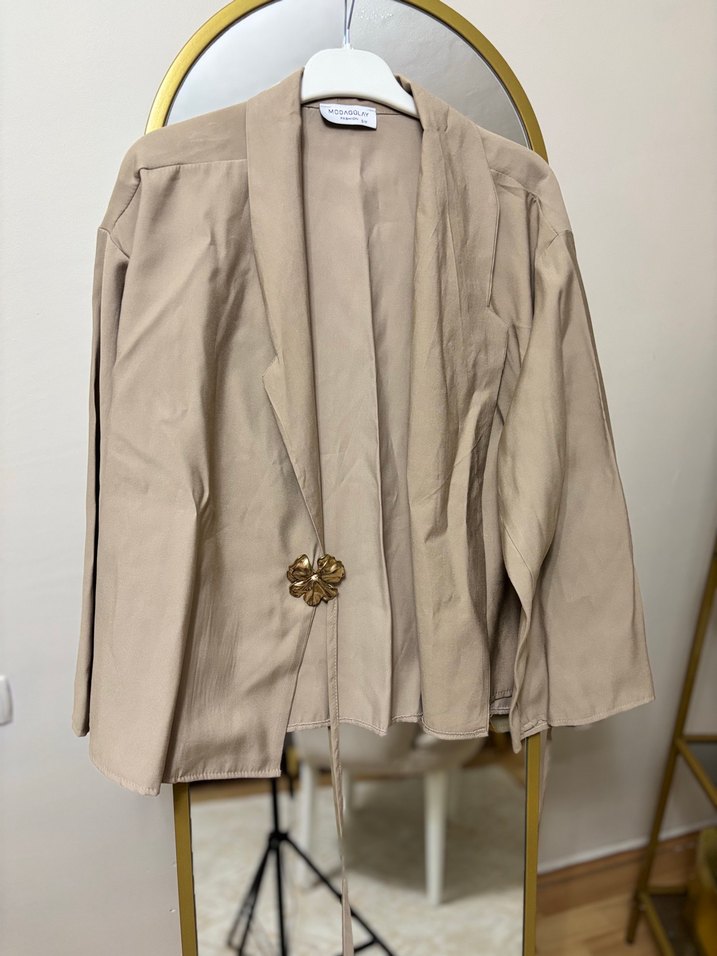Vizon Yaprak Toka Detaylı Bağlamalı Kimono İkili Takım — görsel 8/21