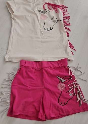 Pembe Unicorn Desenli Kız Takımı
