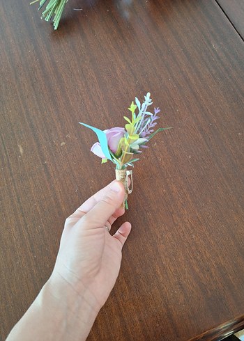 Beden çeşitli Renk Dantel Detaylı Pembe Bohem Gelin Buketi