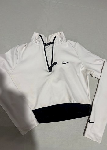 Nike Beyaz Yarim Fermuarli Spor Ust
