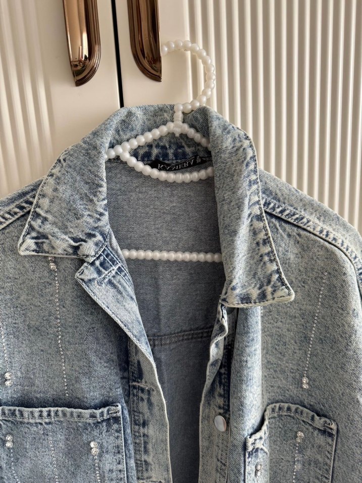 Düğmeli Rahat Kesim Kadın Kot Ceket - Görsel 2